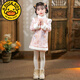 G.duck2023 New Girls Hanfu Autumn and Winter Tang Suit Winter New Year's Eve Clothes Children's Cheongsam Dress Chinese Style Winter Embroidery-Champagne Gauze Skirt (Fellow and Thickened) 130 Suitable for (40-48Jin Jin is equal to 0.5kg) 5-6 years old