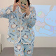 S.Sofea Spring Pyjamas Femme à manches longues Laits de soie à domicile Internet célébrité Guangzhou Treize Line M6624 # Blue Pacha Dog 170 M