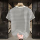 Begiche 2025 Neues kurzärmeliges T-Shirt Mode Casual Trend Summer Striped Round Neck Herren vielseitiger obere weiße, atmungsaktive schweißabsabsorbierende Baumwolle 9898 m