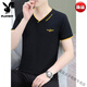 Playboy (Playboy) Al año durante todo el año, de alta calidad, de alta calidad, seda de seda fría, cuello de collar de pollo con cuello en V de algodón puro de algodón corto de algodón corto, camiseta de base de hombres de alta gama, de alta gama, marca de alto nivel, 691, estampado en estampado de gama alta m sin píldora y sin color caída