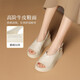 Jiuzi Annako Las sandalias de tacón gruesas de cuero gruesas para mujeres 2025 Nuevo belleza de pescado madre de verano beige 34