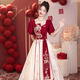 Libaixin chinois Toast Suit Bride Nouveau style 2025 Robe de mariée de fiançailles estivale pour femmes Jupe de retour de gaz de gaz haut de gamme Bourgogne xl suggère 115-120jin [Jin est égal à 0,5 kg]