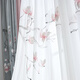 Wen Yijia's new Chinese style curtains, creative hand-painted magnolia flocking cloth, living room and bedroom, high-end Zen Chinese style window screen, gray blue, hand-painted velvet cloth - pink flowers, it takes a few meters to take a few pieces (free processing)