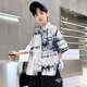Children's clothing boys' tie-dye shirt short-sleeved 2025 spring and summer new style children's loose shirt medium and large children's versatile top gray 160