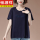 Hengyuanxiang short-sleeved T-shirt for women in summer new style plus fat plus size women's loose middle-aged mother's full cotton versatile slim T-shirt white [9896] L