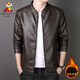 Vogelscheuche's neue Lederjacke für Männer im Frühling, Herbst und Winter Mode Wäsche Solid Color Slim Business Casual PU Leder Jacke plus Samtjacke 8802 Schwarz [Frühlings- und Herbststil] XL (Empfohlen 120-140jin [Jin gleich 0,5 kg]))