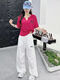 Nrdcz Top avec pantalon de travail pour femmes 2025 Summer de la bande de roulement de la bande de roulement Suisse à manches courtes T-shirt Square Dance Team Uniforme 3877 Dragon Fruit Clothes + 3878 White Pants S 80-100jin [Jin est égal à 0,5 kg]