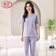 Langsha Pajama для женщин Thin Thin 2025 Новые брюки с короткими рукавами чистого хлопка набор домашней одежды Лето-хлопок можно носить за пределами 7374 Грин Зеленый M 80-100-джин [Джин равен 0,5 кг]