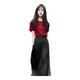Pantalones casuales de Danzhuna Summer de mujeres 2025 Nuevo traje de moda Temperamento Temperamento estilo francés Pantalones largos de piernas largas 9717 Red + Pantalones negros M