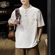 Kazuki Kuraishi Kuraishi Polo blanc tendance à manches courtes masculines NOUVEAU AMÉRICAIN RETRO HENRY COLLAR T-shirt Top White XL