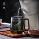 玻璃带盖茶杯个人专用男士茶道杯茶水分离带把办公室红茶水杯 9194泡茶三件杯榉木450ML 200mL(含)-400mL(含)