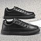 Huilijun Zapatos planos versátiles de verano para trabajar y trabajar con Lace-Up All Black Men's Flat Casual Shoes A825 Black Single Layer 35