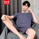 Catman MIIOW summer short-sleeved shorts men's pure cotton thin pajamas can be worn outside casual sports home clothing large size suit 9922 L