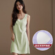 
Langsha pajamas for women in summer solid color new thin vest with chest pad in summer can wear nightgown casual and simple home clothes 11977 with chest pad M
