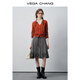 
VEGA CHANG [100% wool] wool sweater for women 2025 new autumn temperament simple cardigan sweater cherry red (wool sweater) all size