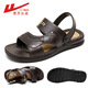 Huili middle-aged and elderly sandals thick sole wear-resistant summer outdoor beach shoes casual soft sole non-slip sandals men brown (3883) 39