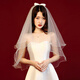 嘉宴新款韩式小头纱领证拍照头纱新娘结婚配饰影楼写真头纱多层蓬蓬款 小短款头纱白色发夹款 60cm-80cm