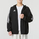 adidas Sportanzug Herren Sportwear Fashion Drei-Streifen gewebte Kapuzenjacke Jacke Casual Hosen Hosen ein Stück gewebte Jacke/Tasche mit Reißverschluss S