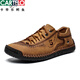 
CARTELO men's leather shoes summer breathable casual large size men's shoes British trendy soft sole 2025 new lace-up men's shoes 9926 golden 38