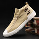 Shachi cut-code 2025 men's shoes new canvas shoes four seasons shoes men's zipper spring and autumn casual shoes one foot breathable student all black 9901 cotton shoes 38