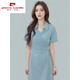 
Pierre CARDIN 2025 summer fashion waist-hugging simple temperament slim dress professional design sense women's dress trendy 1349 blue S 100Jin [Jin equals 0.5 kg] below