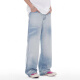 Mark Waffe American Retro Wash Light Color Jeans Herren losen locker trendigen Brandbrand mit breitem bodenverkleidetes Gelegenheitshosen Männer D5010 Hellblau 31