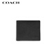 COACH brand direct supply men's short folding cow split leather wallet card holder black 67630