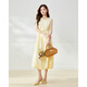 IEF/Aiyifu 2025 Summer Nuevo estilo para niñas Temperamento suave Gentle Vacation Fashion Chaleco de mujer Falda larga Amarillo L
