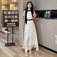 
La Chapelle dress white sleeveless French dress for women summer waist-hugging temperament lace-up huge A-line skirt Champagne apricot sleeveless S 80-100Jin [Jin equals 0.5 kg]