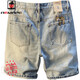 AEMAPE Apple Summer Shorts informales de gran tamaño de gran tamaño Color de algodón puro de algodón puro de cinco jeans bordados de alta gama bordados de alta gama Pin-Mid-Mid-Mid-Mid-Pin-Pin-Pin-Pin-Pin
