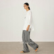 Le pantalon Soong / Plaid Pantalon classique en noir et blanc à plaid contrasté Soft Summer Mid-Wide-leg-leg décontracté Pantalon 6623 Plaid noir et blanc en avant-vente [Code de carte petit] 36 (tour de taille 62) [105jin [Jin est égal à 0,5 kg]]]