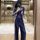 MAGIOPY International Luxury High-end Brand Cool Spicy Casual Sports Set for Women 2025 Spring New American Short Long Sleeve T Blue Two-Piece Set S (100Jin [Jin equals 0.5 kg])