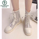 Woodpecker Martin boots summer thin women's 2025 new genuine leather breathable internet celebrity hollow mesh boots thick-soled sponge cake summer boots black 38