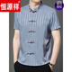 
Hengyuanxiang men's mulberry silk buckle short-sleeved Tang suit 2025 summer new product men's casual simple Chinese style top dark blue L 17084A