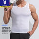 花花公子（PLAYBOY）男士冰丝背心夏季新款薄款透气运动纯色休闲无袖速干网眼圆领打底 黑色+灰色宽圆网孔透气收藏加购 XL 175/92A 【建议120-135斤】