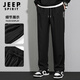 JEEP SPIRIT sweatpants for men in spring and autumn, versatile fashionable pants for men, loose and comfortable straight casual pants for men, black 2XL