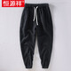 Hengyuanxiang Herrenhose mittleren Alters Retro Sommer atmungsaktives Ramie-Tie-Hosen Männer Elastizität Taille Lose chinesische Männer lässige neun-Punkte-Hose Militärgrün XL