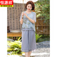 Hengyuanxiang Mama m ma Sommeranzug Set 2025 Neue große Größe mittleren und älteren Frauen Kurzschläuche oberste und modische Chiffon-T-Shirt 826 Red (Set) XL Empfohlen 95-110jin [Jin gleich 0,5 kg]