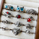 Lan zhitai joyas de plata no caza personalidad nicho de gato animal luz de lujo de lujo anillo de dedo 925 anillo 1047 gato (abierto No. 8, abierto con abertura ajustable