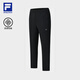 FILA official men's knitted trousers 2025 winter new fitness sports basic plus fleece straight pants dark black-BK 3XL 190/96A/XXXL