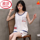 Langsha Summer Pyjamas Frauen Sommer 2025 Neue Baumwollhülsen-Weste Schlinge großgröße Home Clothing Set Sommerweste WEG WJ9856 M [75-90JIN [Jin gleich 0,5 kg]]