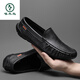 Woodpecker 2025 Printemps et été en cuir authentique Chaussures en cuir respirant décontractée pour hommes Softs Sofle Sole Hommes British One-Foot Lazy Chaussures Men 9901 Black Breathable 41