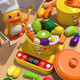 Juguetes de cocina mini cocina para niños Jugues de juego de cocina simuladas Cooking Cocina completa del 1 de junio Regalos del día infantil Sistema de cocina de 25 piezas [Potes + Set de verduras]