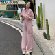 Magiopy International Luxury High-End-Marke Sweet Cool Casual Sports Set 2025 Frühling modisches Alter reduziert rosa Jacke Pink Zweiköpfige Set M (101-110jin [Jin Equals Equals gleich]))