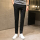 Jessons Casual Hosen Herren Sommer Dünne Eis Seidengeschnittene Hosen Schlanker kleiner Fuß kariertes Hosen Koreanischer Stil trendiger Herrenanzug Hosen K690 Schwarz (Crop Hosen) 32