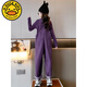 G.DUCKKIDS Little Yellow Duck Girls' Overalls Set Dopamine Style Children's Clothes for Big Girls Purple Fashionable Long-Sleeved Pants Two-piece Set Purple Overalls 160 cm
