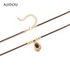AJIDOU Ajidou Necklace Maillard Style Fashion Sparkling Double Chain Tiger Eye Stone Long Neck Sweater Chain as a Gift for Your Girlfriend on Chinese Valentine's Day