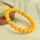 Ruoximeng beeswax bracelet for men and women, East China Sea yellow crystal, agate, jade, loose beads, amber raw stone, chicken oil yellow beeswax bracelet, collection grade chicken oil yellow, about 5mm