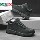 CARTELO crocodile (CARTELO) two-layer cowhide autumn and winter waterproof non-slip outdoor hiking shoes men's genuine leather shoes hiking and mountain climbing casual shoes plus velvet 2287 dark gray 39