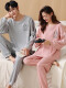 Manzhiban Паджама Весна и осень Pure Pult Cotton Long Elice Lose Plus размером домашняя одежда Мужчины и женщины тонкий хлопок Set Hmf7374# Pure Cotton Pare Set Women: M